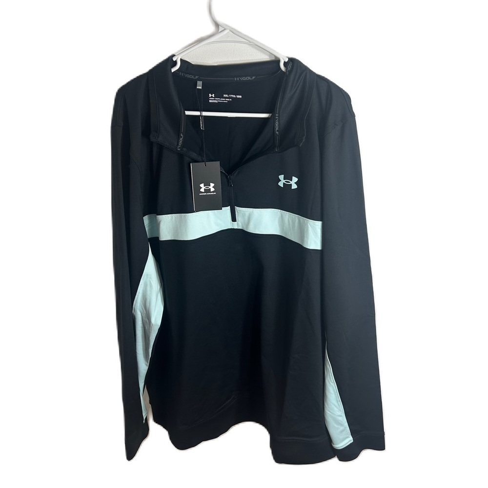 Under Armour Golf Pullover NWT XXL Black White Men’s Long Sleeve Polo Jacekt